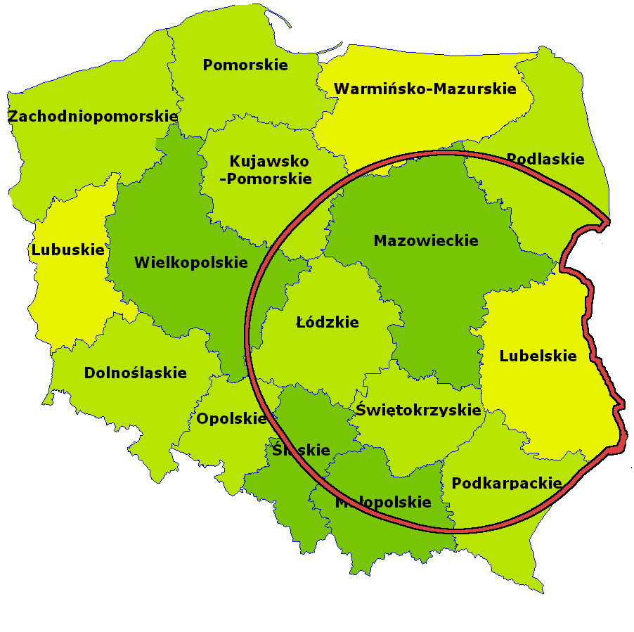 Obszar dostaw firmy AZ Szamba